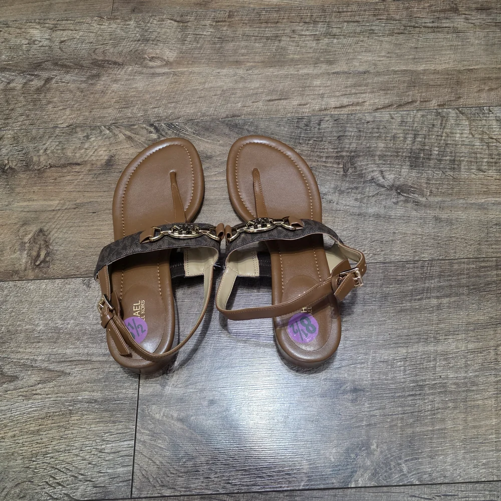 Michael Kors Brown Leather Women Size 8.5 Sandals